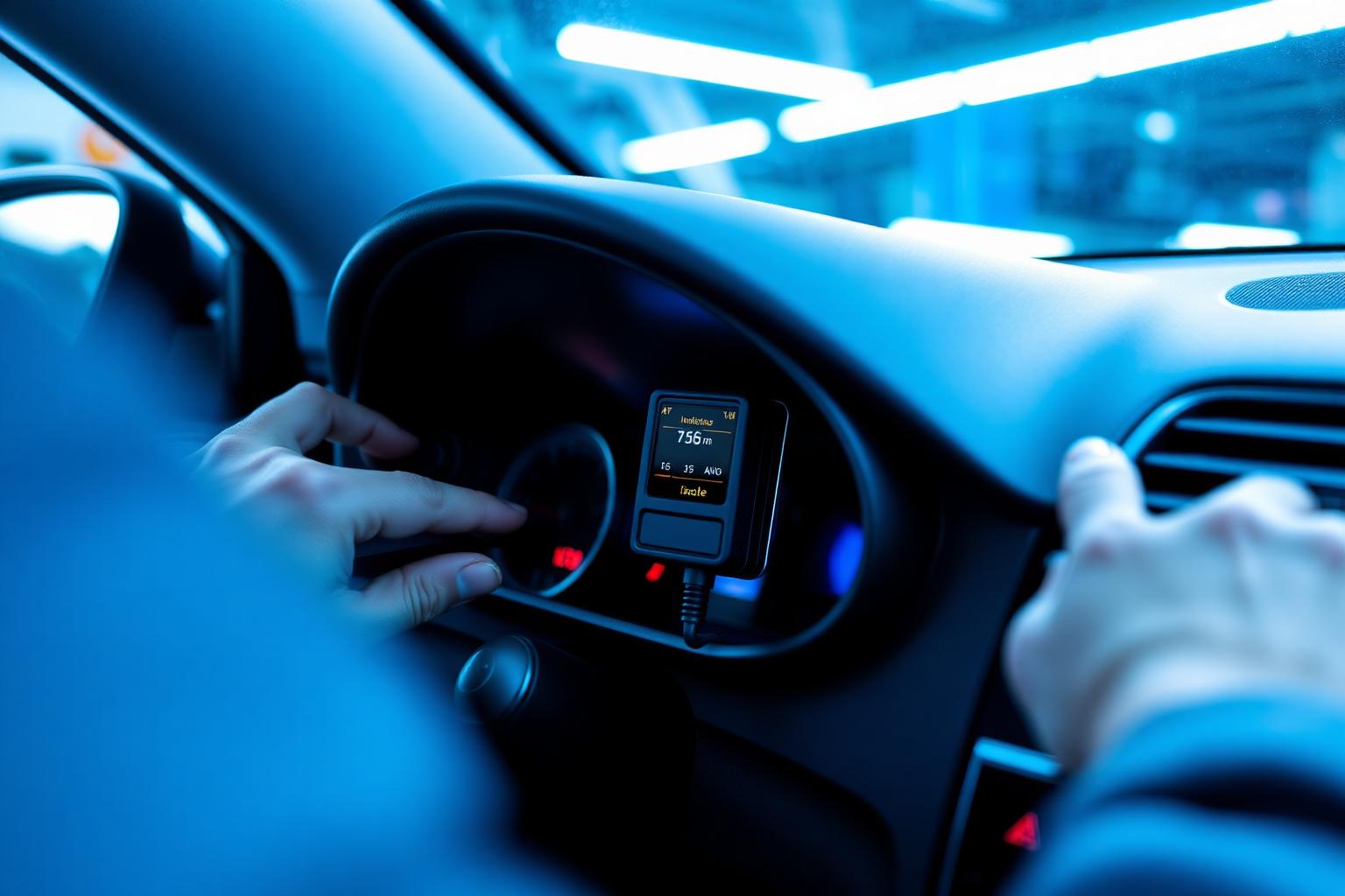 Installation d'un éthylotest anti-démarrage EAD sur le tableau de bord d'une voiture